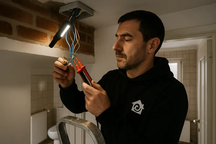 Recherche de court-circuit dans une boîte de dérivation par un électricien Rimas